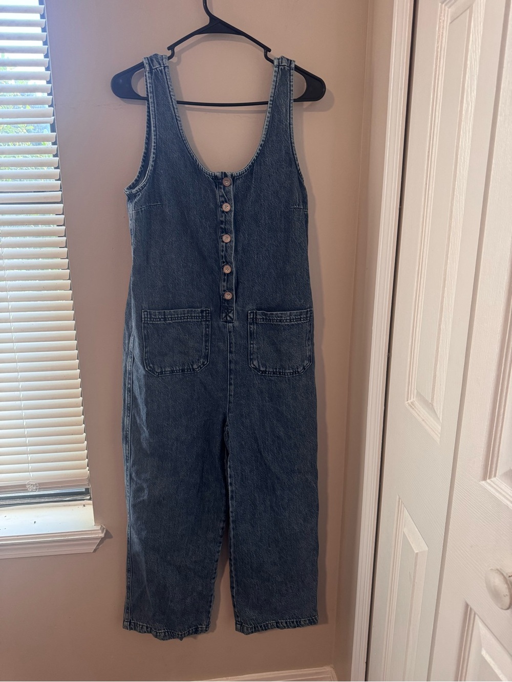 Happily Grey Premium Denim Button-Up Overalls Jumpsuit (NWT / Size S)